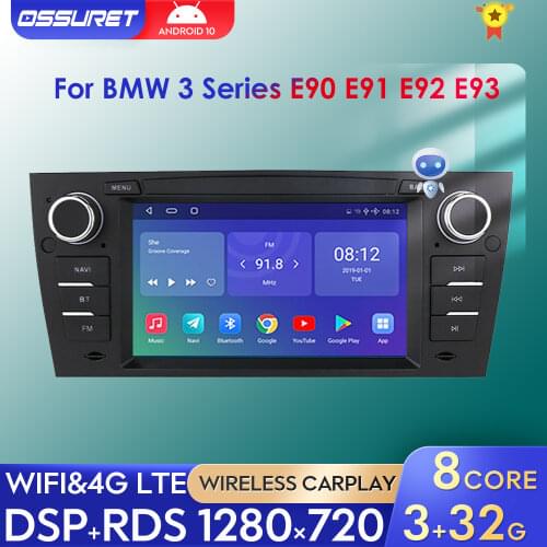Car Radio For BMW 3 Series E90 E91 E92 E93 2006-2012 Android 10 Multimedia Stereo GPS Navigation Player TPMS DAB+ Touch Screen