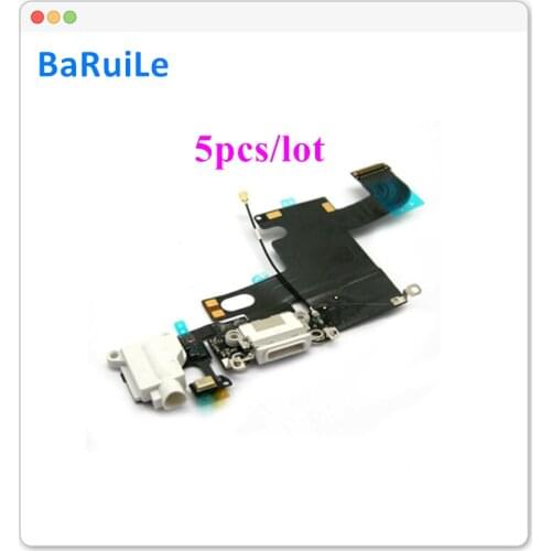 BaRuiLe 5pcs Charging Port Flex Cable for iPhone 6 6G Plus 4.7'' USB Dock Connector Charger Headphone Audio Jack Repair Parts