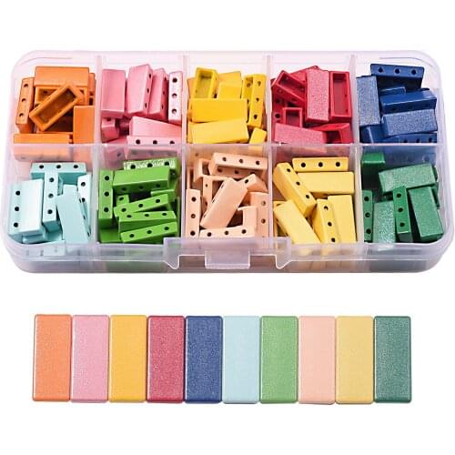 200pcs/box glitter enamel tile beads rainbow metal rectangle block bead jewelry making for handmade diy spacer myuki beads kits