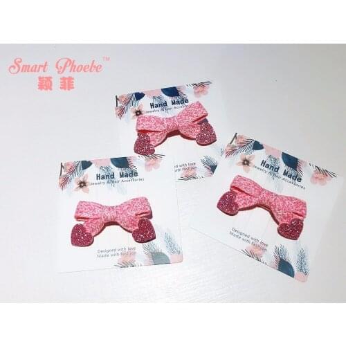 Boutique 10pcs Fashion Cute Glitter Heart Bow Hairpins Solid Pink Bowknot Hair Clips Princess Headwear Hair Accessories
