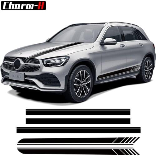 C63 Style Side Stripes Hood to Rear Decal Stickers for Mercedes Benz GLC Class X253 Coupe C253 AMG Accessories