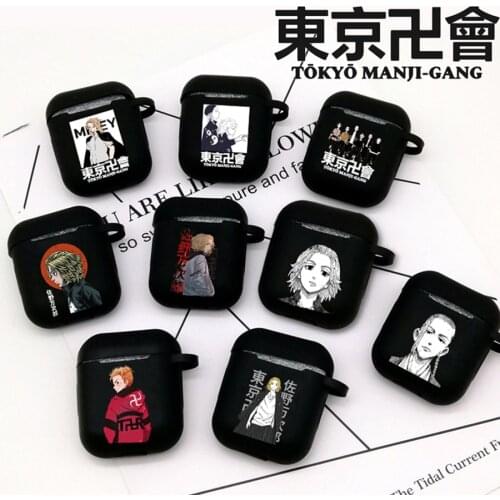 Tokyo Revengers Airpods Case Protector for Airpods Earphone Earbuds Airpods Case Cartoon Black Airpods Cover (just Case)