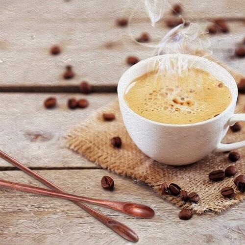 MLGB Wood Iced Tea Spoons Small Stirring Spoon Long Handle Cocktail Spoons Wood Wooden Coffee Mixing Spoons 4 Pieces