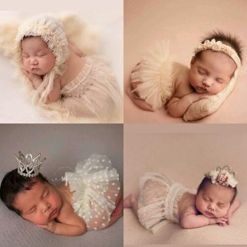 Baby Photo Dress Newborn Photography Props Flower Baby Headband Lace Baby Girl Skirt Infant Photo Shoot Accessories Sweet Sets