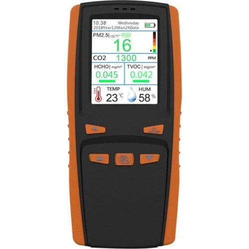 Home PM 2.5 Detector HCHO CO2 Dust Gas Detector TVOC Dust Formaldehyde Testing Equipment Handheld Air Quality Detector with Box