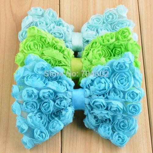 50pcs/lot girl headdress 4"Chiffon rose flower bow DIY headband hair accessories Free Shipping Bow30