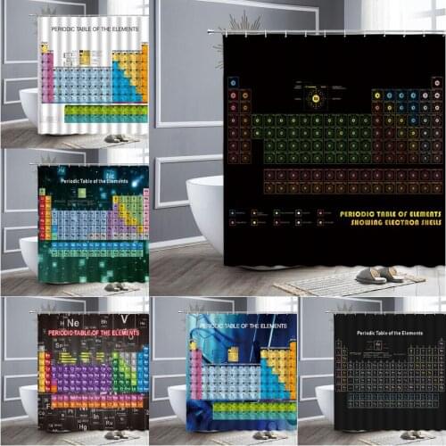 Hot Sale Periodic Table of Elements Shower Curtain Sets Chemical Form 3D Printing Waterproof Bath Curtains Fabric Bathroom Decor
