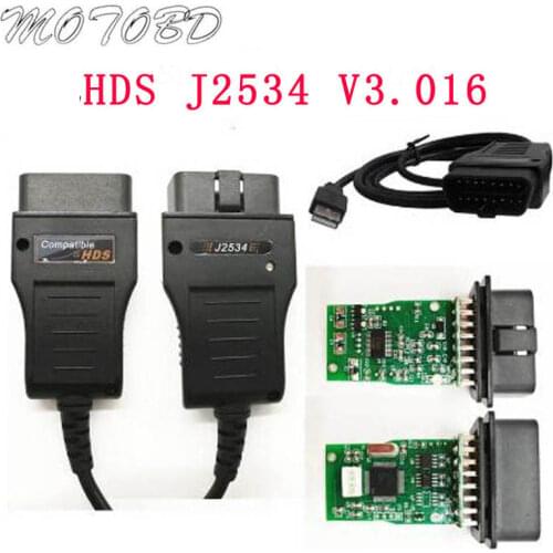Black HDS J2534 V3.016 Standard Obd2 Communication 16pin Cable with Multi Langauge Supports Diagnostics and Active Test