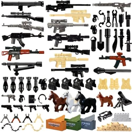 Military Swat Weapon Building Blocks Guns Pack City Police Soldier Builder Series WW2 Army Accessories MOC Brick Boys Gift Toys