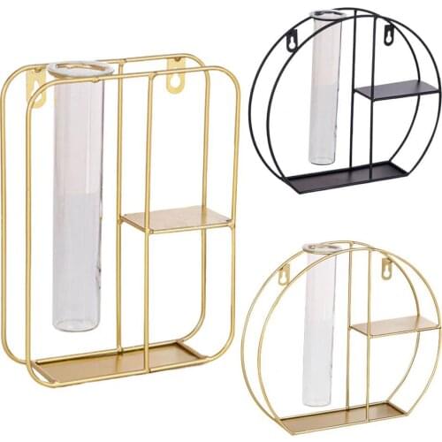 Creative Vase Minimalistic Decor Vases Wall-Mount Manual Welding Wrought Iron Hydroponic Flower Green Radish Bottle for Room