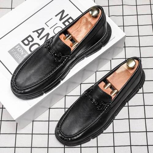 Mens Leather Shoes Autumn and Winter Mens Peas Shoes Casual Single Shoes Low-top Leather Shoes Mens Footwear Mens Shoes 44