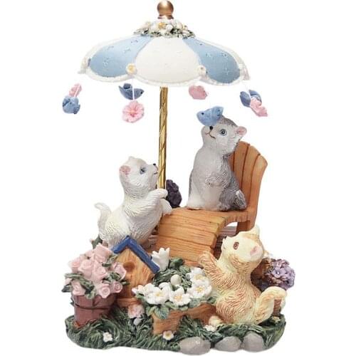 Cat Music Box Cute Resin Kitty Musical Box Romantic Creative Girlfriend Children Birthday Gift Christmas Decoration