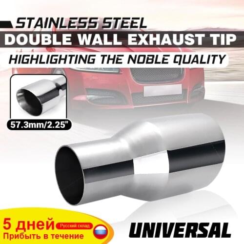 Universal 2.25" Inlet 3.5" Outlet Car Exhaust Tip Auto Tail Pipe Muffler Vehicle Dual Wall Angle Cut Outlet Nozzle