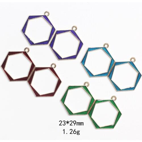 Novelty earrings Korean earrings quirky jewelry dripping oil hexagonal alloy jewelry accessories rubber band earrings pendant