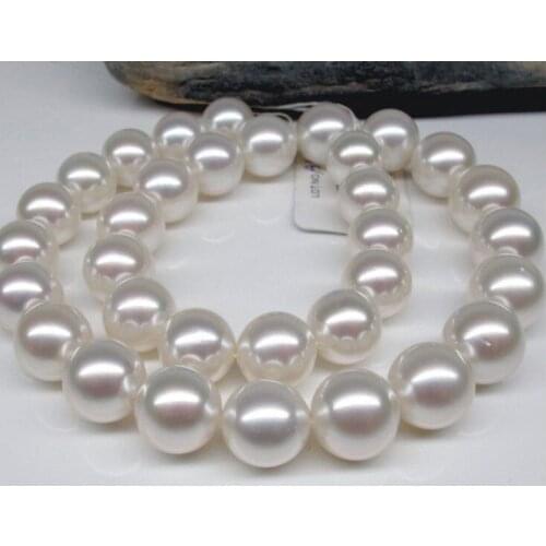 New beautiful CLASSIC 12-14MM SOUTH SEA WHITE ROUND PEARL NECKLACE 18INCH&earring