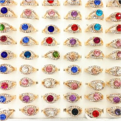 New Fashion Gold Color Clear Zircon Rings For Women Girls Gifts Female Engagement Wedding CZ Crystal Ring