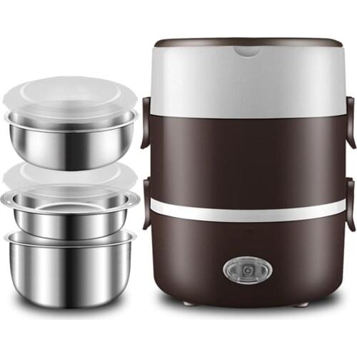 NEW Heated Lunch Box Multi-function Electric Rice Cooker Warmer Insulated Lunch Container with Adapter EU/USA Regulation #CW