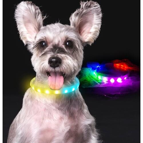 Horse Race Lamp LED Dog Collar Hi-Tech 14 Modes Flash Collar for Dogs USB Charging Anti-Lost Silicone Necklace Pet products