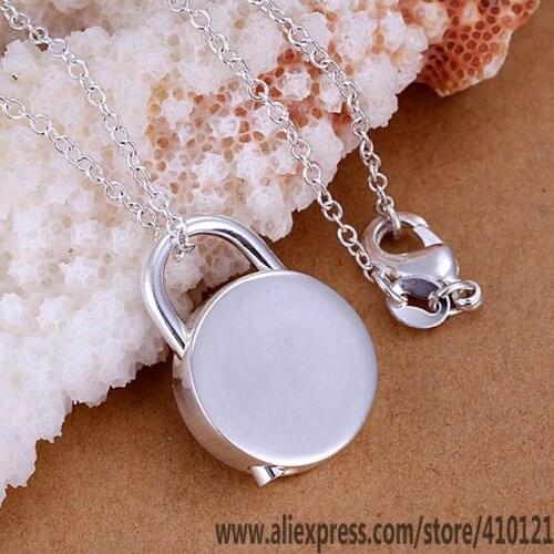 P003_2 Lucky Charm Silver Color Pendants For Women Sterling Jewelry Necklace Women Accessories Fashion Pendant Lock /figanzna
