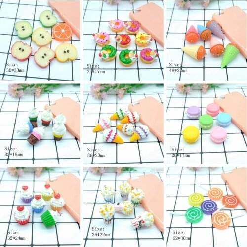 Ice cream Macaron Popcorn Apple Lollipop Charms Pendants for DIY decoration neckalce earring key chain Jewelry Making Japanese