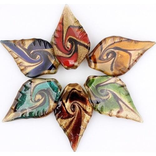 QianBei Wholesale Lot 6Pcs Mixed Color Leaves Shape Pendant Sands Windmill Blade Jewelry Gifts Women