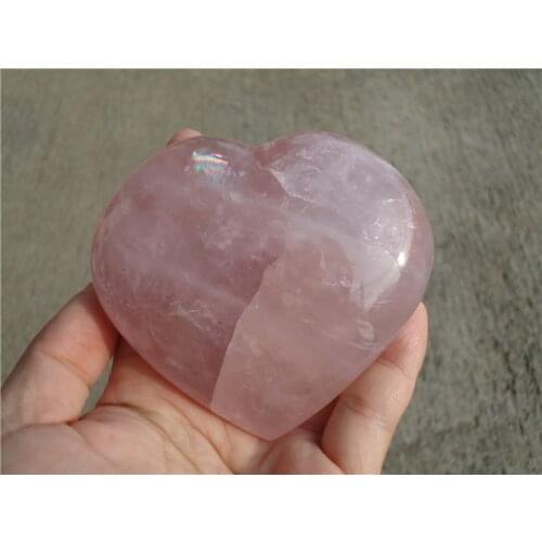 RAINBOW 370g Natural Large Rose Quartz Crystal Love Heart Stone Crystal Healing Wholesale free shipping