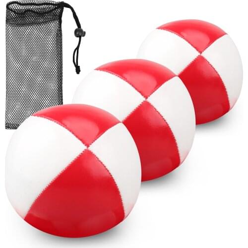3PCS PU Acrobatics Balls Fun Juggling Balls Fine Stitching Balls Kids Interactive Balls for Children Red and White