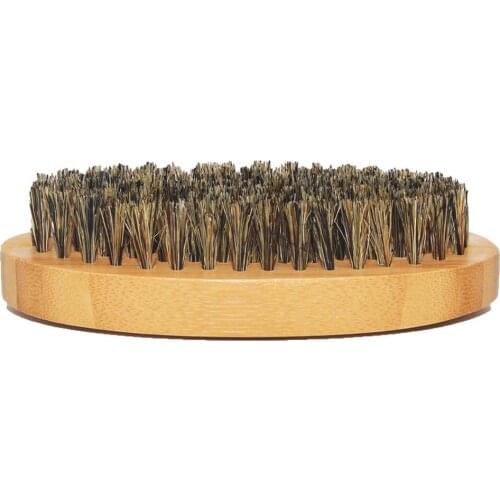 Men Boar Hair Bristle Beard Mustache Brush Hard Round Wood Handle Comb Shaving Brush