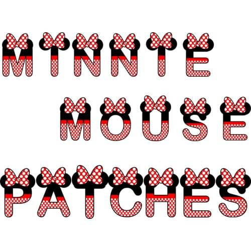 Cute Minnie Mouse Letter Patches Iron on Transfer Cartoon Patches for Kids Clothing DIY T-shirt Appliques Heat Transfer Stickers