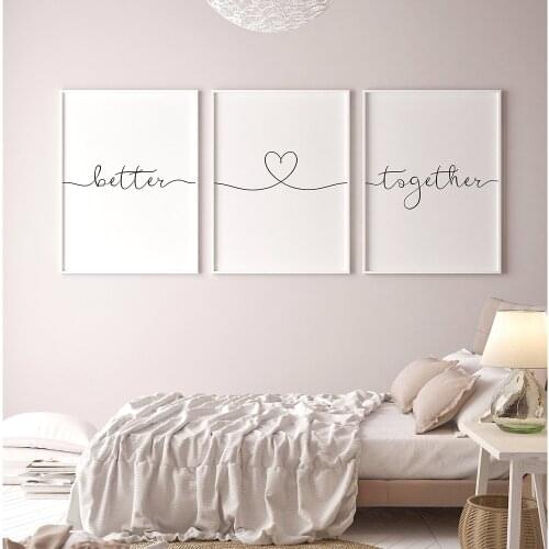 Nordic Poster Black And White Better Together Sign Quote Canvas Prints Love Wall Pictures For Living Room Abstract Minimalist De