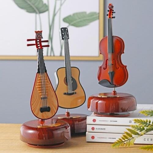 Violin Music Box Creative Music Box Violin with Rotating Musical Base Classical Music Box Vintage Gift for Boys Girls B1
