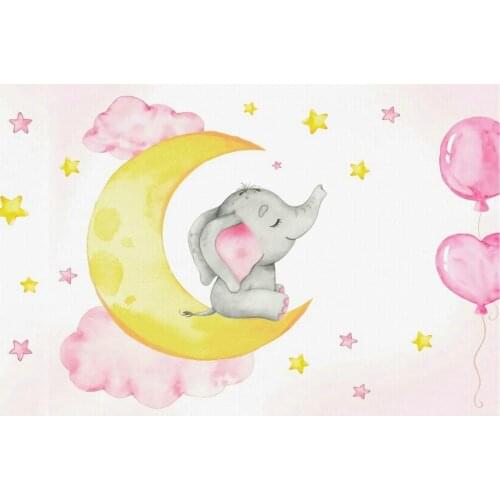 Elephant and Moom Baby Shower Backdrop Party Photography Background Holiday Celebration Photo Booth Studio Decor