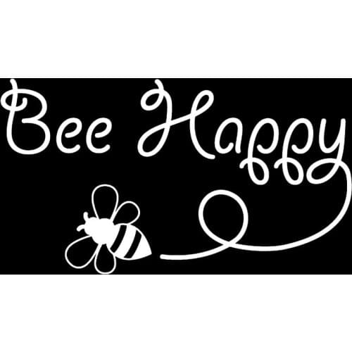 Bee Happy Design Art Vinyl Car Sticker Inspirational Decal Black/Silver 15cm*9cm