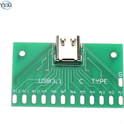 YuXi 1pcs USB 3.1 Type-C Connector 24P 24Pin Female Socket PCB Adapter Welding test Circuirt Board