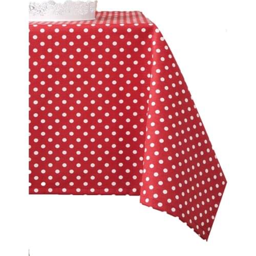 Zeren Home Red Background White Polka Dot Carefree Table Cloth 170x250 cm
