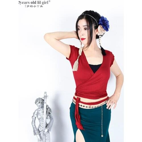 Belly Dance Top Long Sleeve Knitted Oriental Tops Professional Bellydance Shirts Women Practice Belly Dancing Clothes GCC01-02