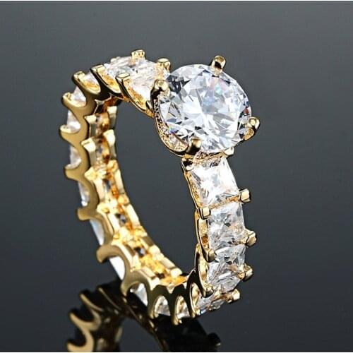 Women Elegant Cold Plated CZ Ring Unique Design Vintage Party Wedding Zircon Rings For Women Gifts Fashion Copper Anel Jewelry