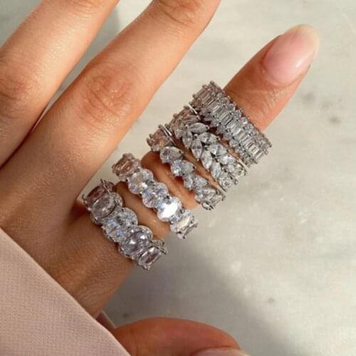 New 2021 Minimalist Thin Rings for Women Wedding Brilliant Cubic Zircon High Quality Versatile Female Finger Ring Jewelry