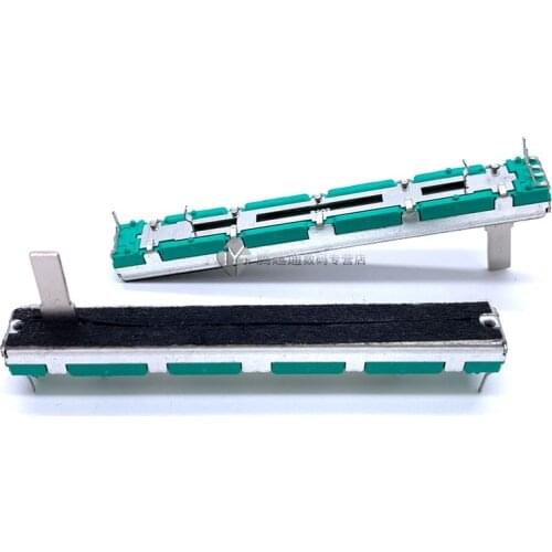 Total length 45MM handle height 10MM W100K 100K stereo channel vertical straight slide potentiometer with lamp with midpoint