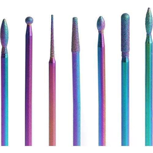 10pcs/set Diamond Burr Nail Drill Bits Rainbow Coating Carbide Cuticle Milling Cutter Electric Grinder for Manicure Pedicure