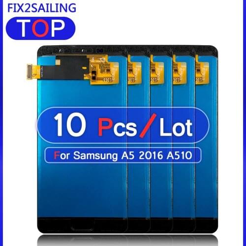 10Pcs Lcds A510 For Samsung Galaxy A5 2016 A510 A510F A510M A510FD A5100 A510S AMOLED LCD Display Touch Screen Assembly