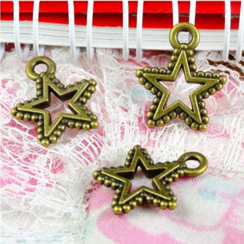 15*17.2MM 100pcs Antique Bronze Plated Star Handmade Charms Pendant DIY for bracelet necklace