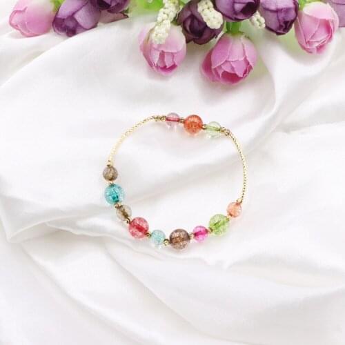 2020 New Fashion Women Strand Bracelet Handmade Tourmaline Crystal Stone Beaded Bracelets Bangle Wrist Jewelry Gift 7.5" B296