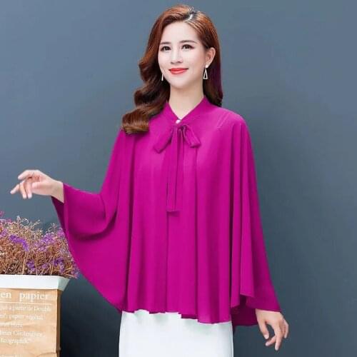 2021 Fashion Large Size Summer Cloak Chiffon Shawl Women Sun Protection Clothing Loose Necktie Cardigan Elegant Thin Tops KW1126