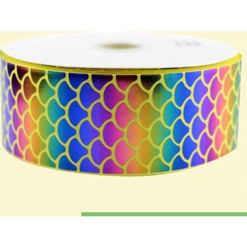 3" inch 75 mm 7.5cm yellow based colorful based foil laser scales free shipping printed grosgrain ribbons for gift decoration
