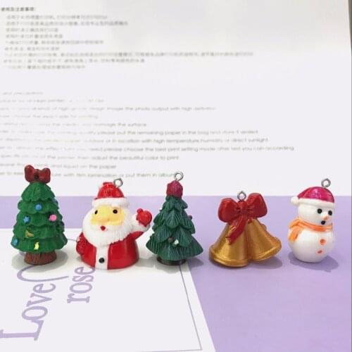 5PCs NEW 3D resin Christmas Tree Decorations Hanging Pendant Key Chain Santa Claus Snowman Christmas Ornaments Navidad