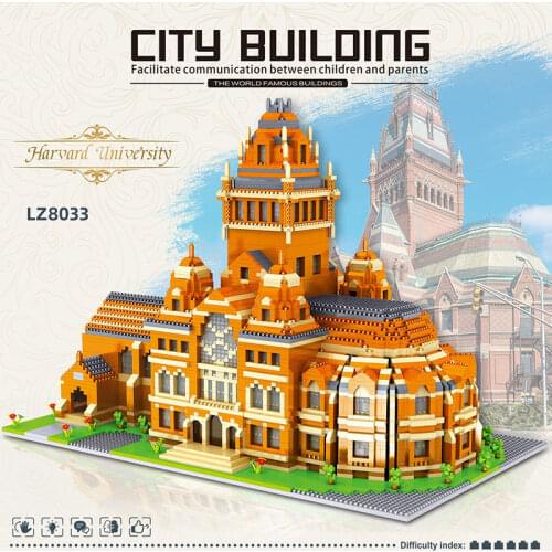 5379pcs Harvard University Building Block Toys DIY City Street View Teaching Building Model Diamond Brick Childrens Toy No Box