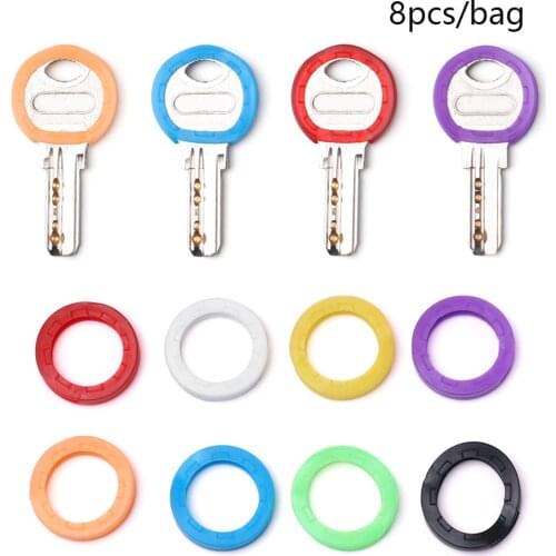 8 PCS Bright Colors Soft Silicone Hollow Multi Color Rubber Soft Keys Locks Cap Key Covers Topper Keyring Elastic Case Round