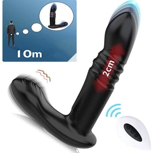 Remote Control Anal Vibrator 7Speeds Telescopic Prostate Massager Male Butt Plug Prostata Stimulator Anal Sex Toys For Woman Man