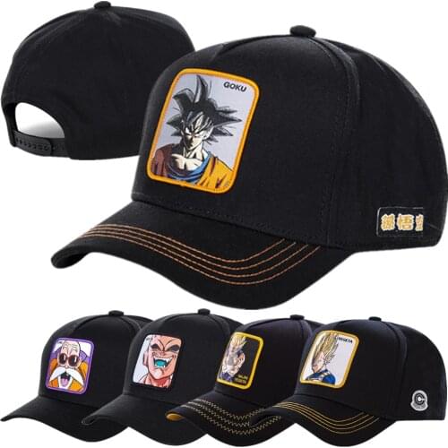 New Brand Anime Hat Anime Goku Buu Vegeta Roles Baseball Cap High Quality Curved Brim Black Snapback Cap Gorras Dropshipping